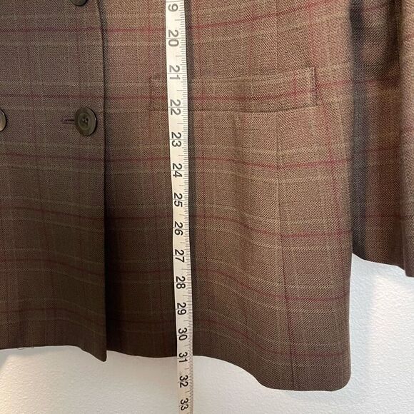 Vintage Le Suit Plaid Double Breasted Oversized Brown Blazer Jacket Size 16 - Picture 2 of 8